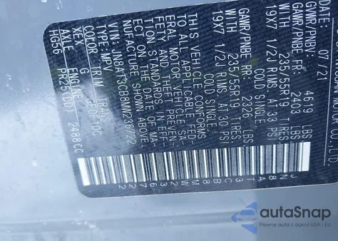 2021 Nissan Rogue Sl Intelligent Awd from USA, damaged, VIN JN8AT3CB8MW236722